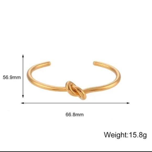 || 18K GOLD || NEW || KNOT CUFF BANGLE BRACELET - Picture 7 of 7